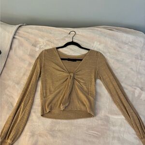 ABERCROMBIE Soft Tan Long Sleeve Women's Top